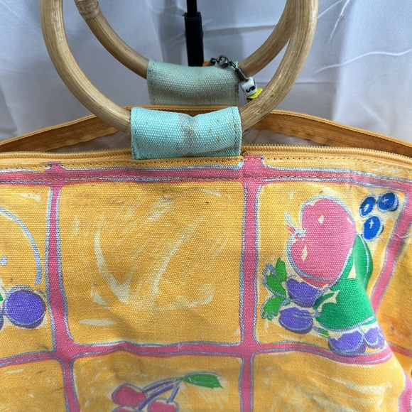 Lot 2 Sally Huss Fruit Motif Canvas Duffle & Satchel Zip Bags - Picture 12 of 16